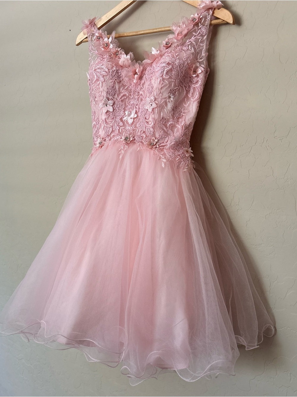 Dancing Queen Floral Lace Short Homecoming Dress Pink Princess Fairy